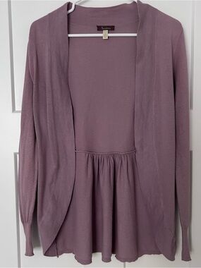 Susina Dusty Mauve Open-Front Peplum Cardigan